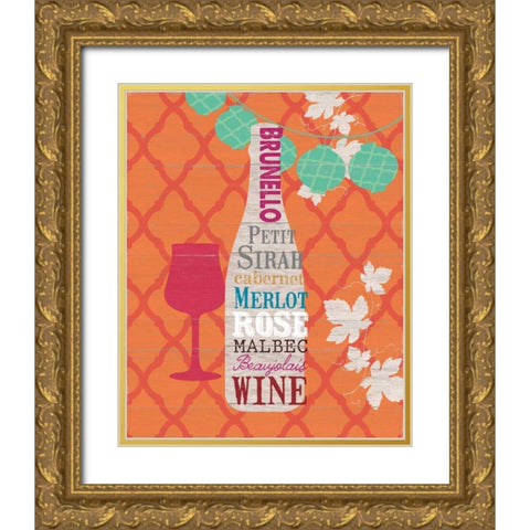 Summer Wine Celebration I Gold Ornate Wood Framed Art Print with Double Matting by Studio Bella