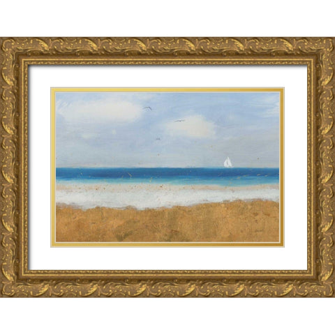 Beach Horizon Gold Ornate Wood Framed Art Print with Double Matting by Wiens, James