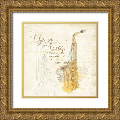 Musical Gift II Gold Ornate Wood Framed Art Print with Double Matting by Pertiet, Katie