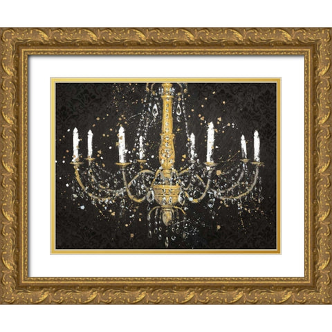 Grand Chandelier Black I Gold Ornate Wood Framed Art Print with Double Matting by Wiens, James