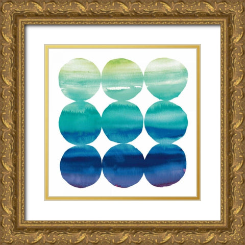 Summer Dots III Gold Ornate Wood Framed Art Print with Double Matting by DeNeige, Elyse