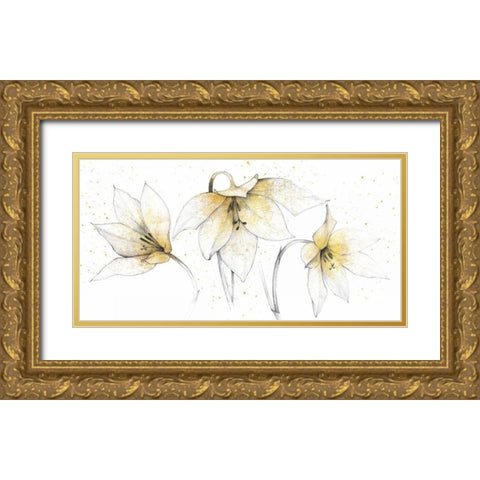 Gilded Graphite Floral Trio Gold Ornate Wood Framed Art Print with Double Matting by Tillmon, Avery