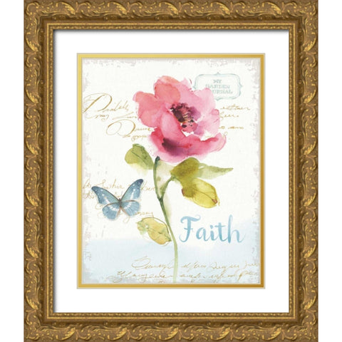 Rainbow Seeds Floral VI Faith Gold Ornate Wood Framed Art Print with Double Matting by Audit, Lisa