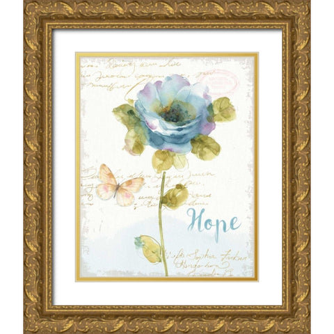 Rainbow Seeds Floral VII Hope Gold Ornate Wood Framed Art Print with Double Matting by Audit, Lisa