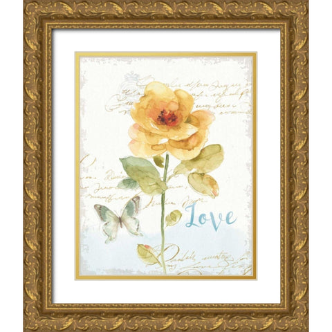 Rainbow Seeds Floral VIII Love Gold Ornate Wood Framed Art Print with Double Matting by Audit, Lisa