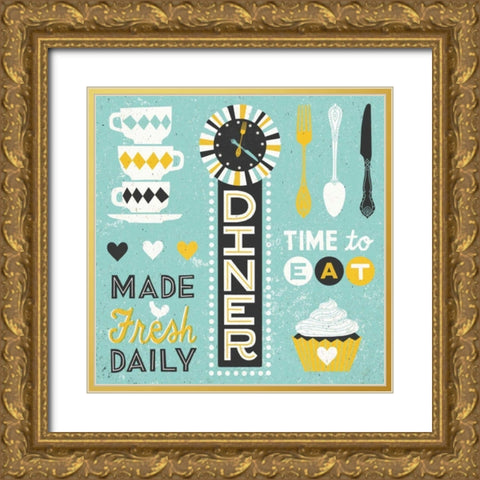 Retro Diner Collection Pattern Master Gold Ornate Wood Framed Art Print with Double Matting by Mullan, Michael