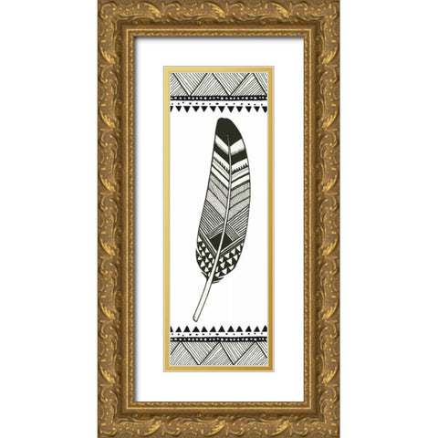 Geo Feathers II  Gold Ornate Wood Framed Art Print with Double Matting by Miller, Sara Zieve