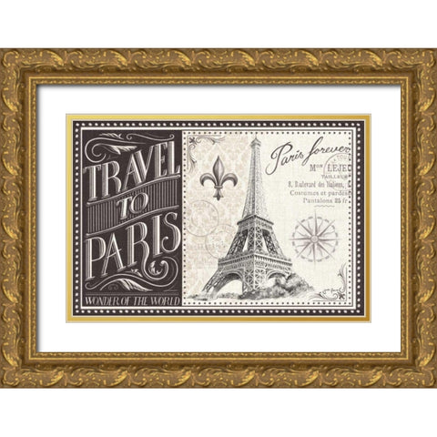 Bonjour Paris I Gold Ornate Wood Framed Art Print with Double Matting by Penner, Janelle