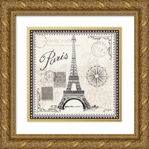 Bonjour Paris IV Gold Ornate Wood Framed Art Print with Double Matting by Penner, Janelle