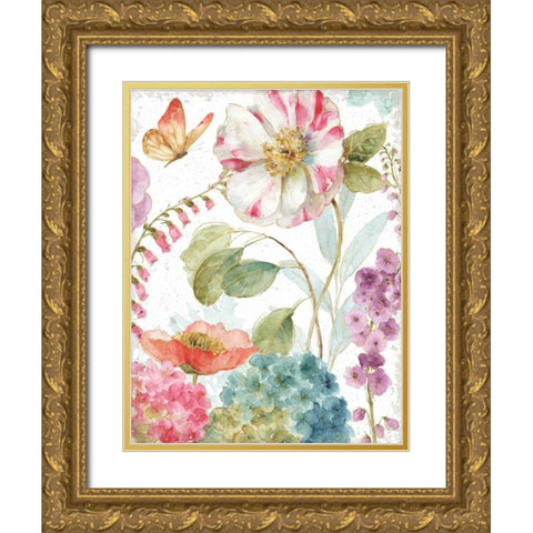 Rainbow Seeds Flowers II Crop on Wood Gold Ornate Wood Framed Art Print with Double Matting by Audit, Lisa