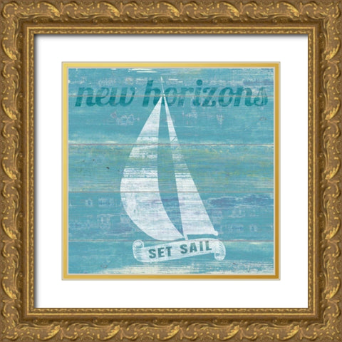 Drift Sailboat Gold Ornate Wood Framed Art Print with Double Matting by Schlabach, Sue