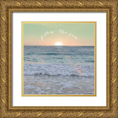 Sunrise Dock Inspiration Gold Ornate Wood Framed Art Print with Double Matting by Schlabach, Sue