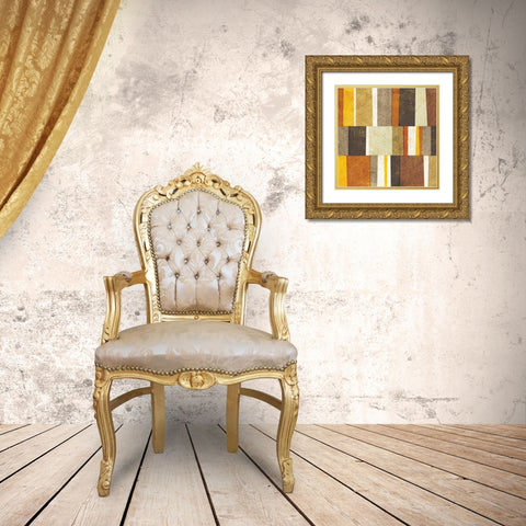 Neutral and Spice Abstract Gold Ornate Wood Framed Art Print with Double Matting by Mullan, Michael