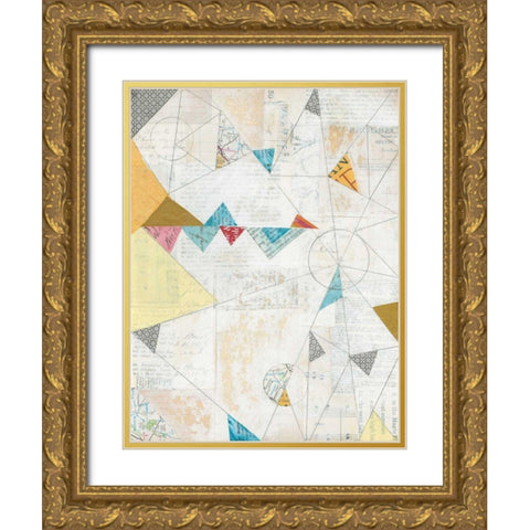 Map Collage Gold Ornate Wood Framed Art Print with Double Matting by Prahl, Courtney