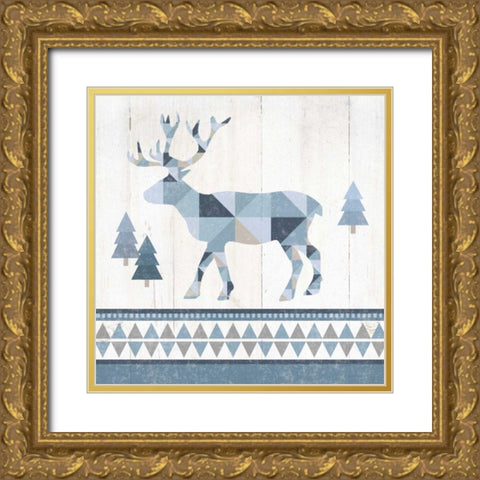 Nordic Geo Lodge Deer IV Gold Ornate Wood Framed Art Print with Double Matting by Wild Apple Portfolio