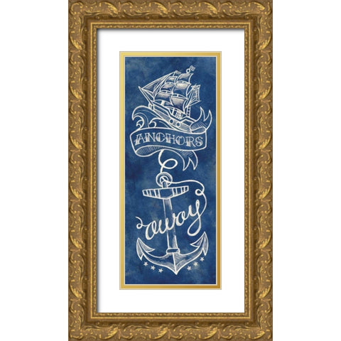 Anchors Away Gold Ornate Wood Framed Art Print with Double Matting by Urban, Mary