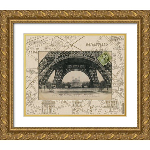 Destination Paris I Gold Ornate Wood Framed Art Print with Double Matting by Wild Apple Portfolio
