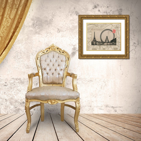 Destination Paris IV Gold Ornate Wood Framed Art Print with Double Matting by Wild Apple Portfolio