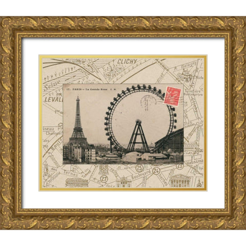 Destination Paris IV Gold Ornate Wood Framed Art Print with Double Matting by Wild Apple Portfolio