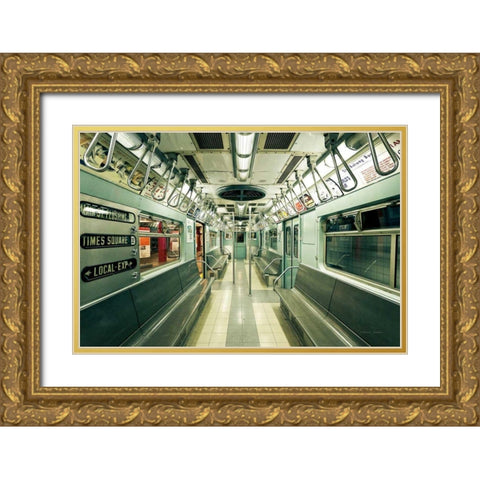 NYC Subway Gold Ornate Wood Framed Art Print with Double Matting by Gendreau, Katherine