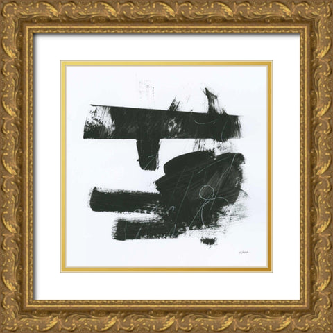 Gold and Black Elements XV Gold Ornate Wood Framed Art Print with Double Matting by Schick, Mike