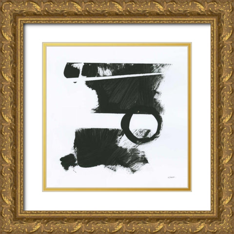 Gold and Black Elements XVII Gold Ornate Wood Framed Art Print with Double Matting by Schick, Mike