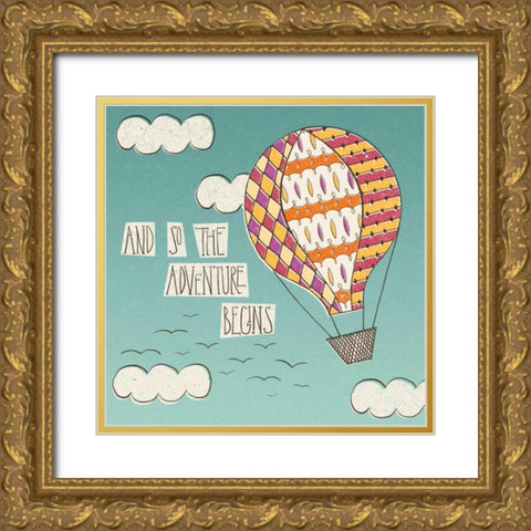 Up Up and Away Adventure Bright Gold Ornate Wood Framed Art Print with Double Matting by Marshall, Laura