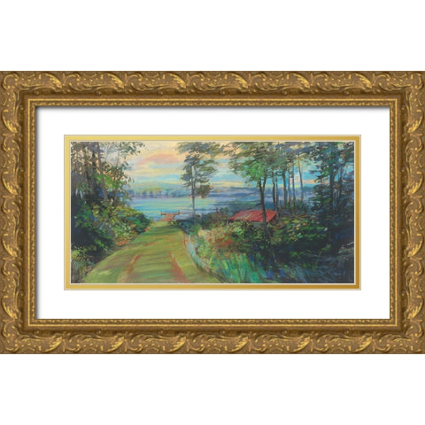 Collins Lake Gold Ornate Wood Framed Art Print with Double Matting by Rowan, Carol