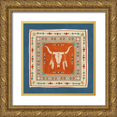 Southwest at Heart Tile I Gold Ornate Wood Framed Art Print with Double Matting by Charron, Veronique