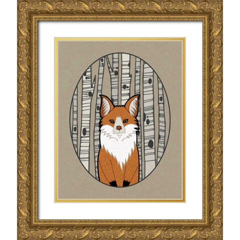 Forest Friends I Gold Ornate Wood Framed Art Print with Double Matting by DeNeige, Elyse