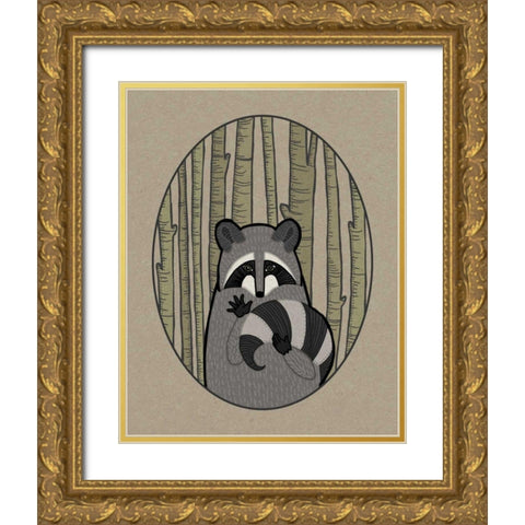 Forest Friends II Gold Ornate Wood Framed Art Print with Double Matting by DeNeige, Elyse