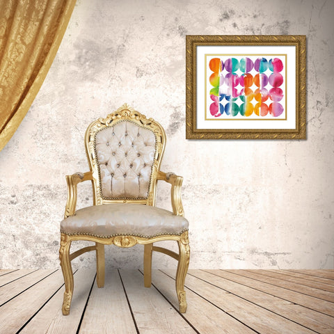 Spring Dots Gold Ornate Wood Framed Art Print with Double Matting by DeNeige, Elyse