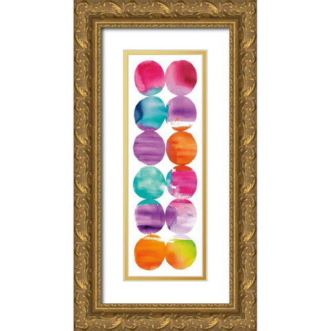 Spring Dots Panel I Gold Ornate Wood Framed Art Print with Double Matting by DeNeige, Elyse