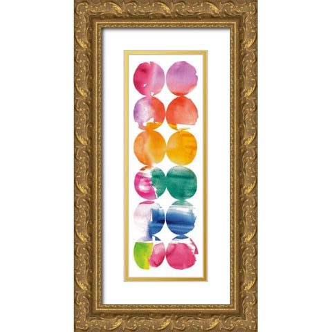 Spring Dots Panel II Gold Ornate Wood Framed Art Print with Double Matting by DeNeige, Elyse