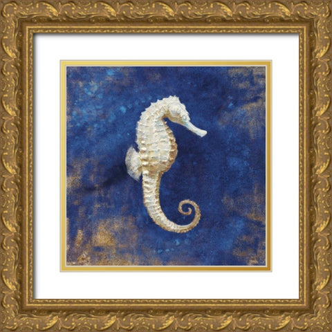 Treasures of the Sea Indigo I Gold Ornate Wood Framed Art Print with Double Matting by Nai, Danhui
