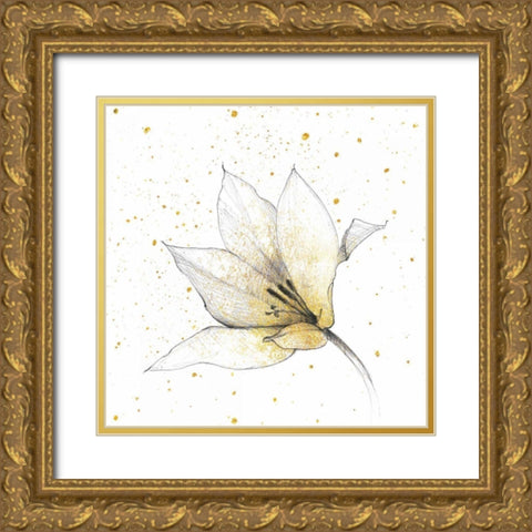 Gilded Graphite Floral IX Gold Ornate Wood Framed Art Print with Double Matting by Tillmon, Avery