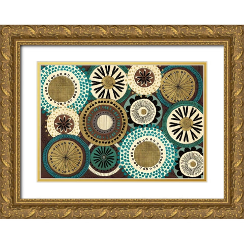 Spice Road I Blue Gold Ornate Wood Framed Art Print with Double Matting by Charron, Veronique