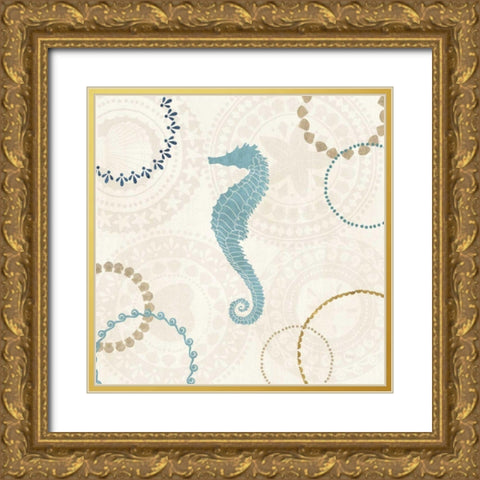 Undersea Blue II Gold Ornate Wood Framed Art Print with Double Matting by Charron, Veronique
