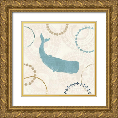 Undersea Blue III Gold Ornate Wood Framed Art Print with Double Matting by Charron, Veronique
