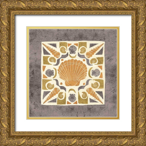 Undersea Gold Tile II Gold Ornate Wood Framed Art Print with Double Matting by Charron, Veronique