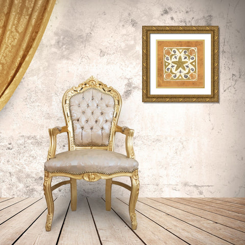 Undersea Gold Tile III Gold Ornate Wood Framed Art Print with Double Matting by Charron, Veronique