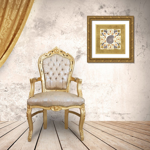 Undersea Gold Tile IV Gold Ornate Wood Framed Art Print with Double Matting by Charron, Veronique