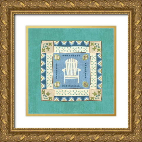 Lake Retreat Tile I Gold Ornate Wood Framed Art Print with Double Matting by Charron, Veronique