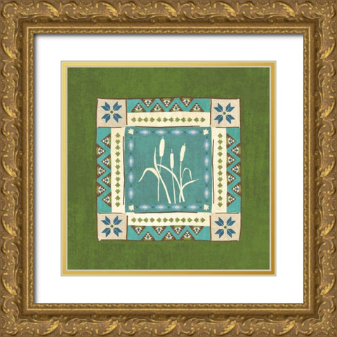 Lake Retreat Tile IV Gold Ornate Wood Framed Art Print with Double Matting by Charron, Veronique