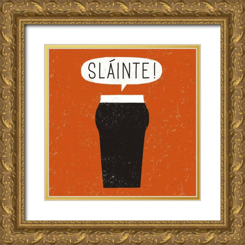 Craft Beer Slainte Gold Ornate Wood Framed Art Print with Double Matting by Mullan, Michael