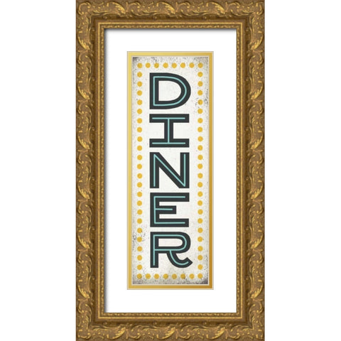 Retro Diner Sign Gold Ornate Wood Framed Art Print with Double Matting by Mullan, Michael