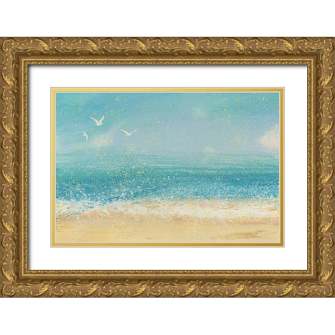 Splatter Beach I Gold Ornate Wood Framed Art Print with Double Matting by Wiens, James