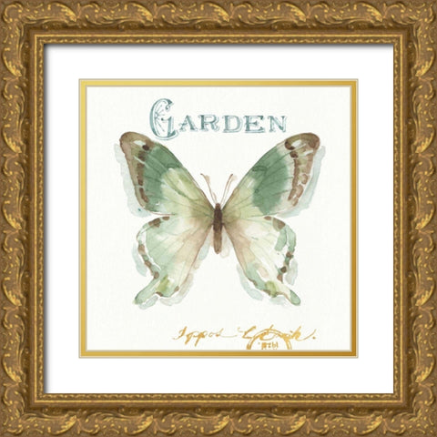 My Greenhouse Butterflies III Gold Ornate Wood Framed Art Print with Double Matting by Audit, Lisa