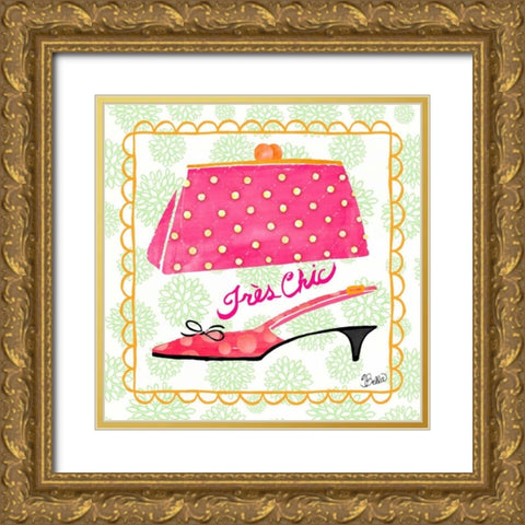 Tres Chic Vintage Fashion Gold Ornate Wood Framed Art Print with Double Matting by Studio Bella