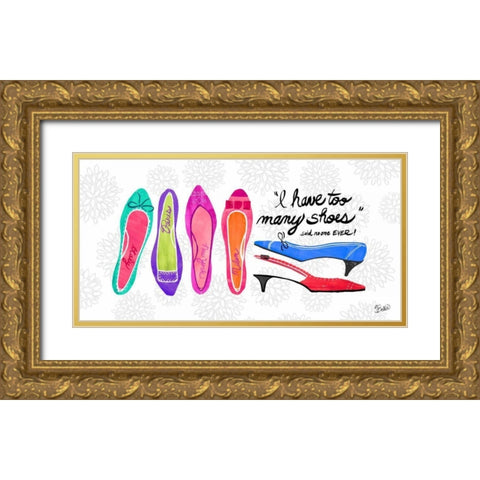 Too Many Shoes Gold Ornate Wood Framed Art Print with Double Matting by Studio Bella